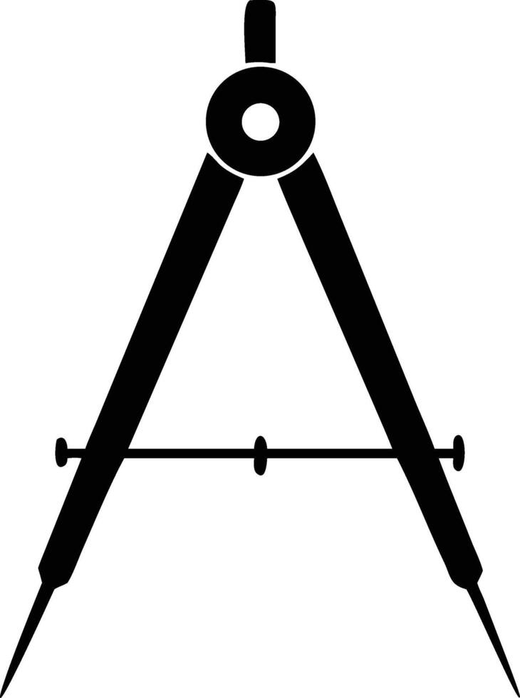 Black drawing compass with pivot and adjustment screw is isolated on a white backdrop vector