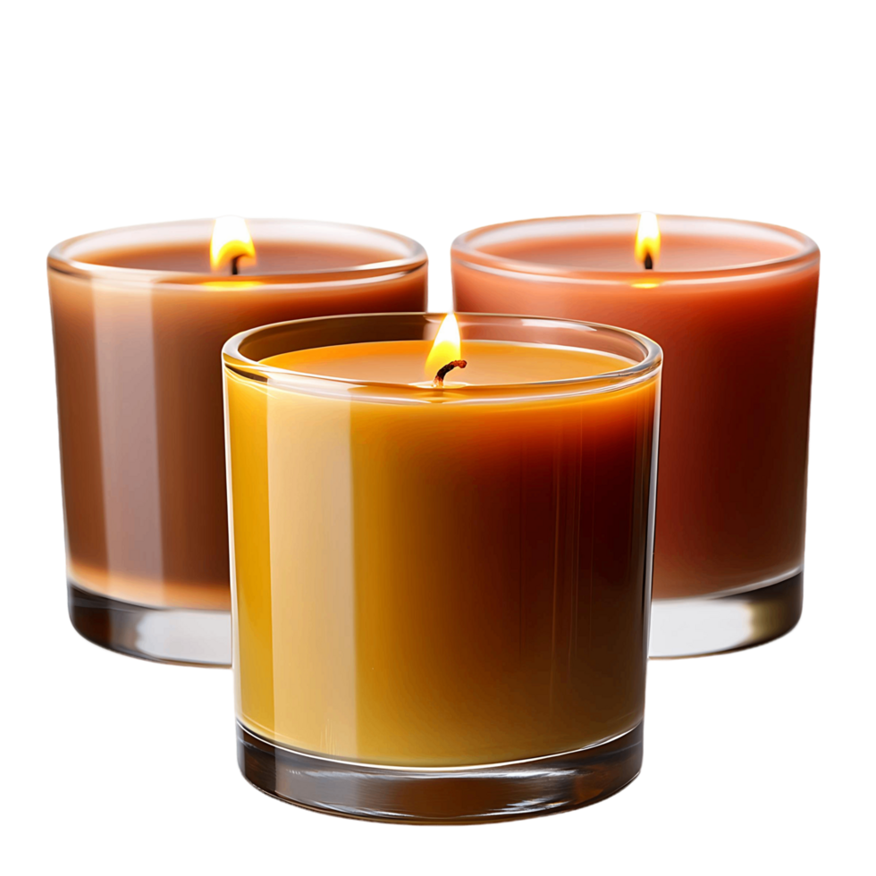 Glass Jar Candles Burning with Autumn Touch png