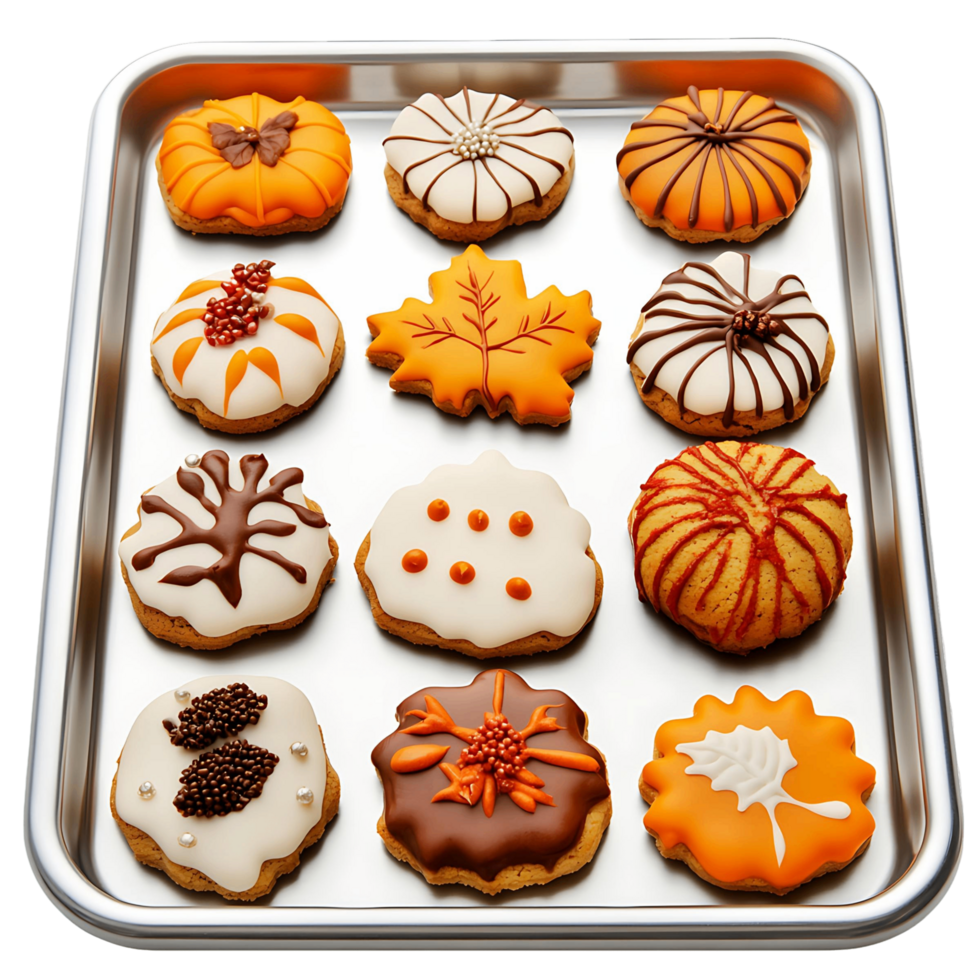Colorful Cookies with Leaf Decorations png