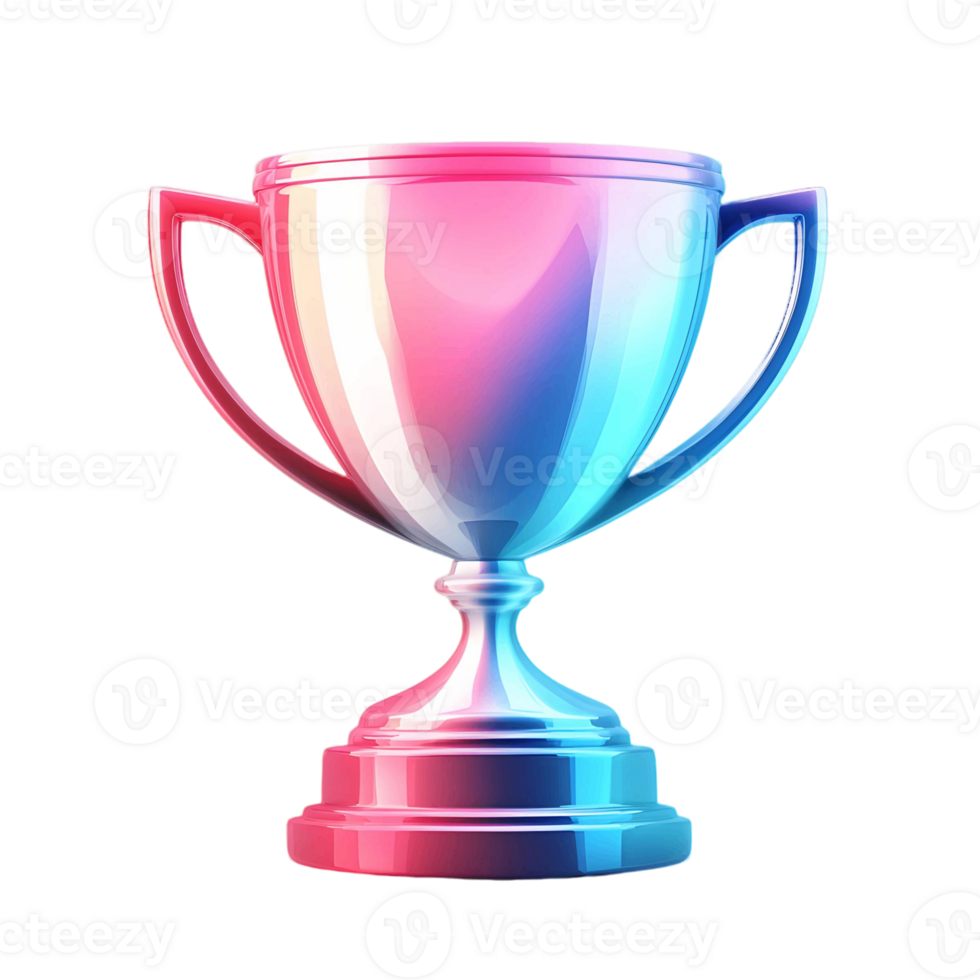Glossy 3D Award Trophy in Gradient Colors png