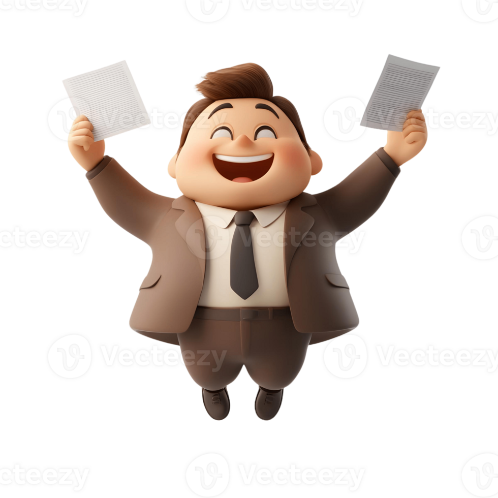 Joyful Suit Wearing 3D Character in Air png