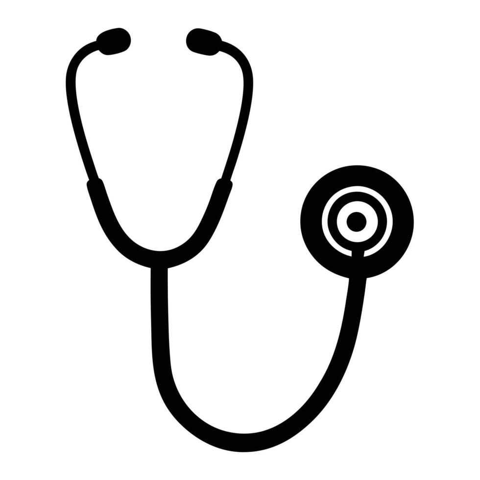 Black stethoscope with concentric circles on the chest piece shows medical simplicity vector