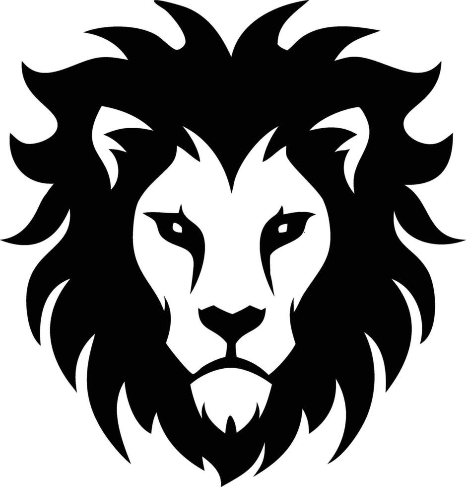 Isolated black and white shows the fierce head of a powerful lion vector