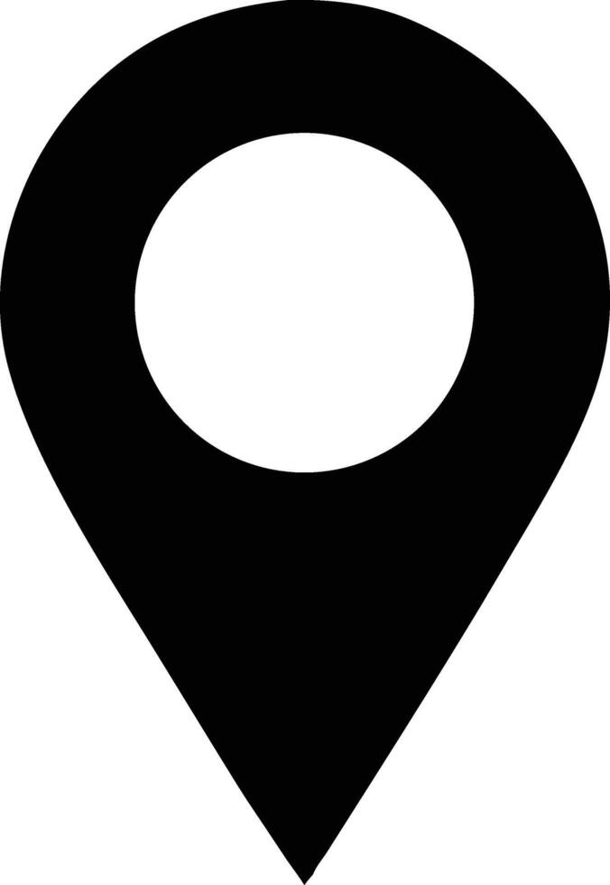 Isolated black pinpoint icon stands out against a pristine backdrop, perfect for mapping vector