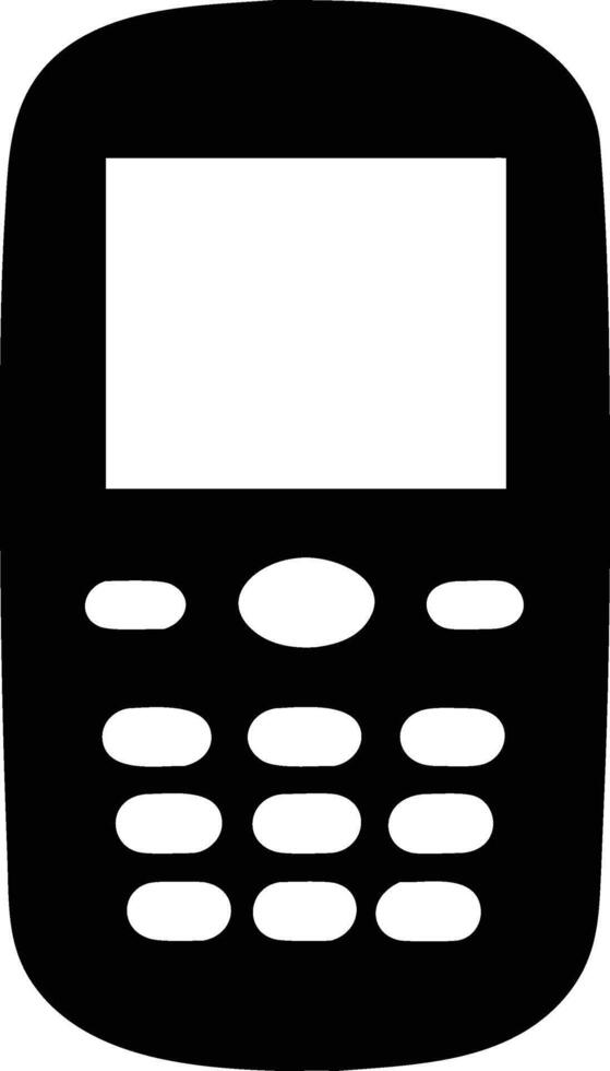 A simple black cellular telephone shows a keypad beneath the rectangular screen area vector