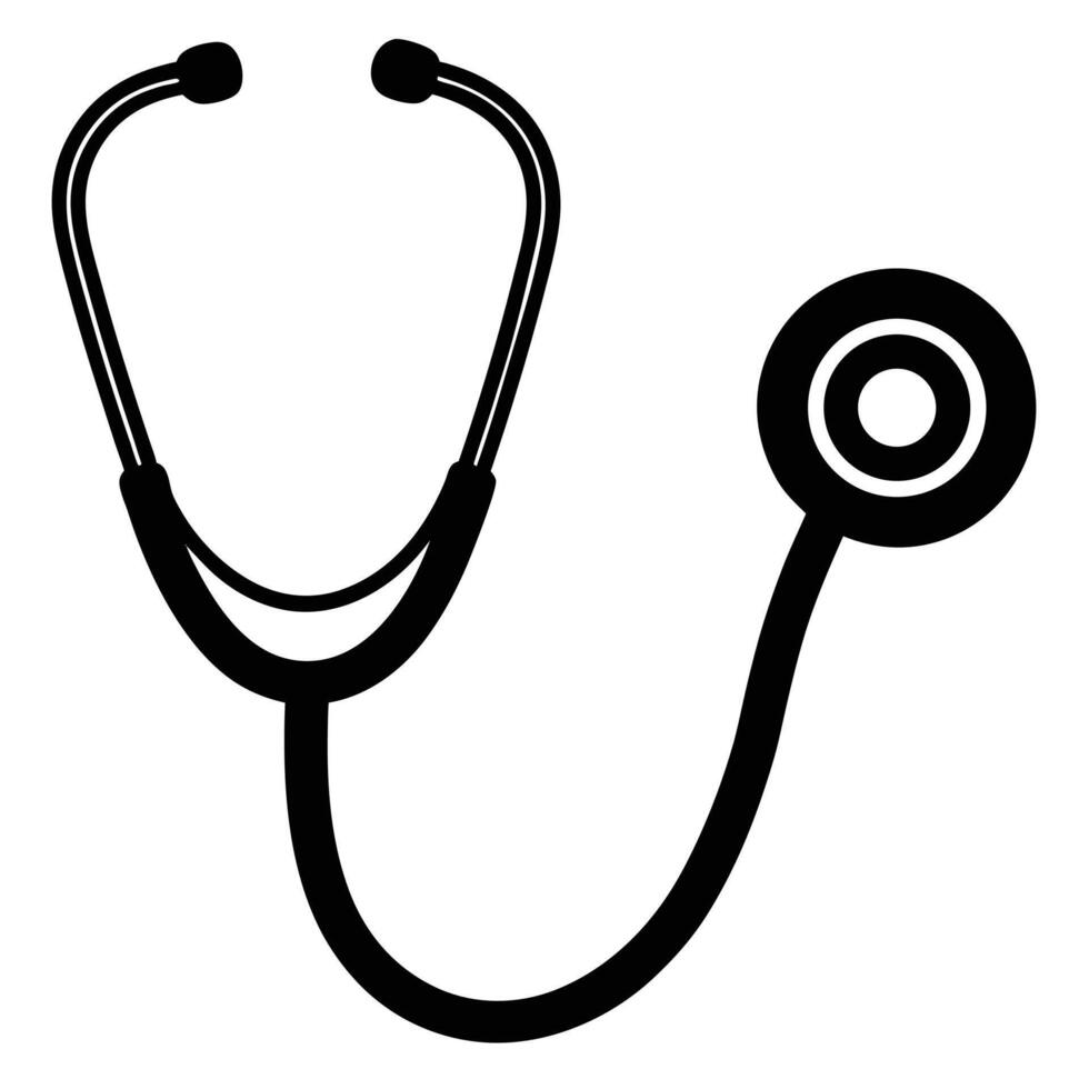A classic black medical stethoscope is displayed against a crisp white backdrop vector