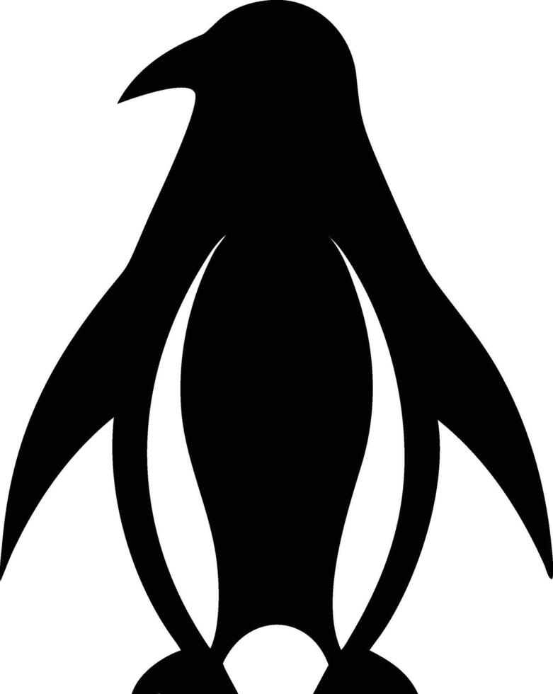 The monochrome penguin stands against the white canvas, presenting a simple iconic figure vector