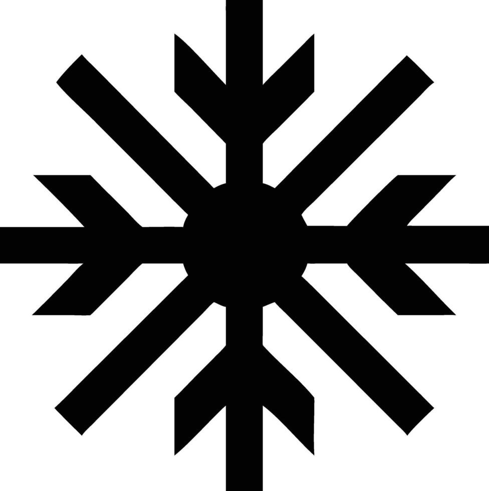 Isolated bold black snowflake icon with geometric shape on a white backdrop vector