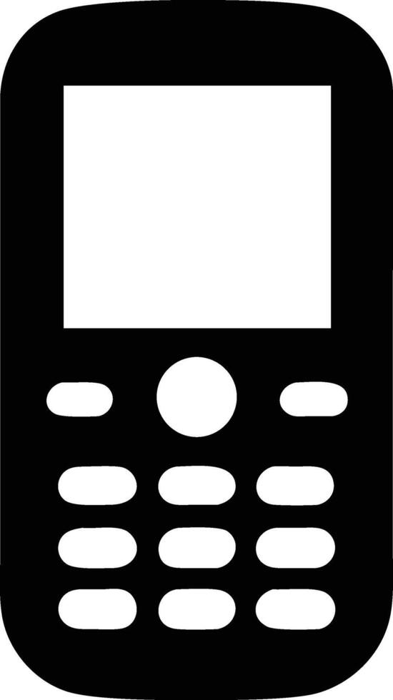 Simple black phone icon displays the basic keypad layout and the modern screen vector