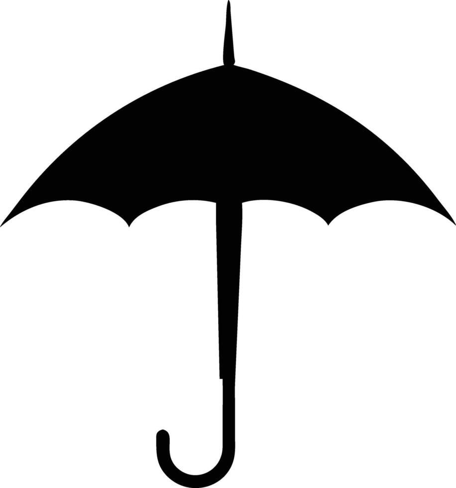 Sleek umbrella silhouette offers stylish rain protection with a minimalistic black design aesthetic vector