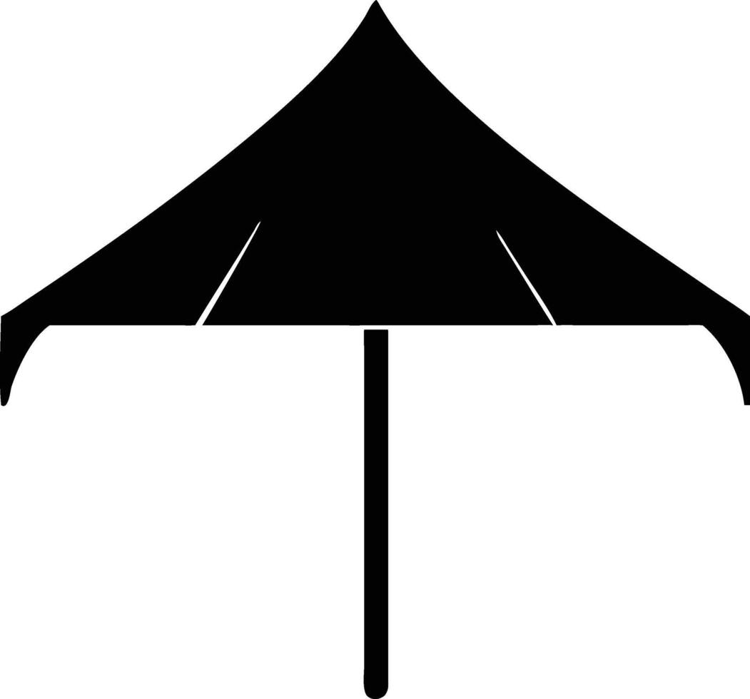 Silhouette of a black umbrella against white offers minimalist form with clean lines vector