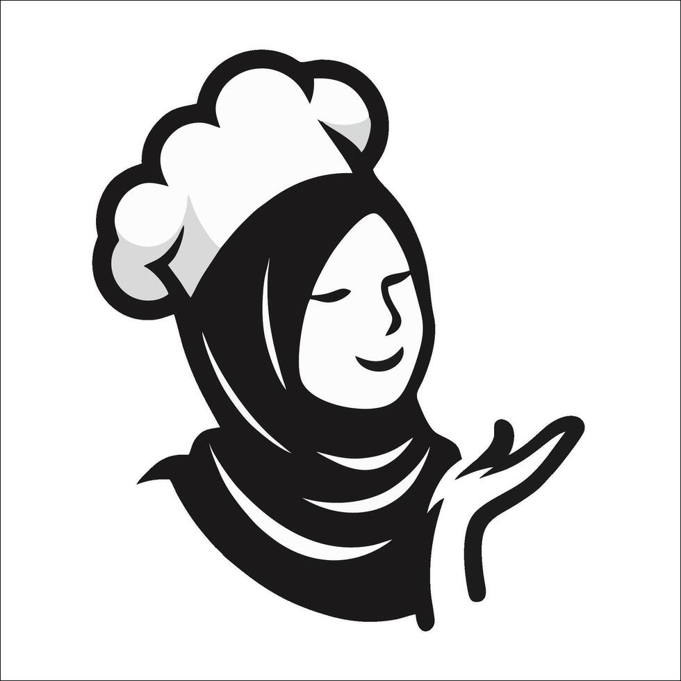 Silhouette of hijab female chef vector