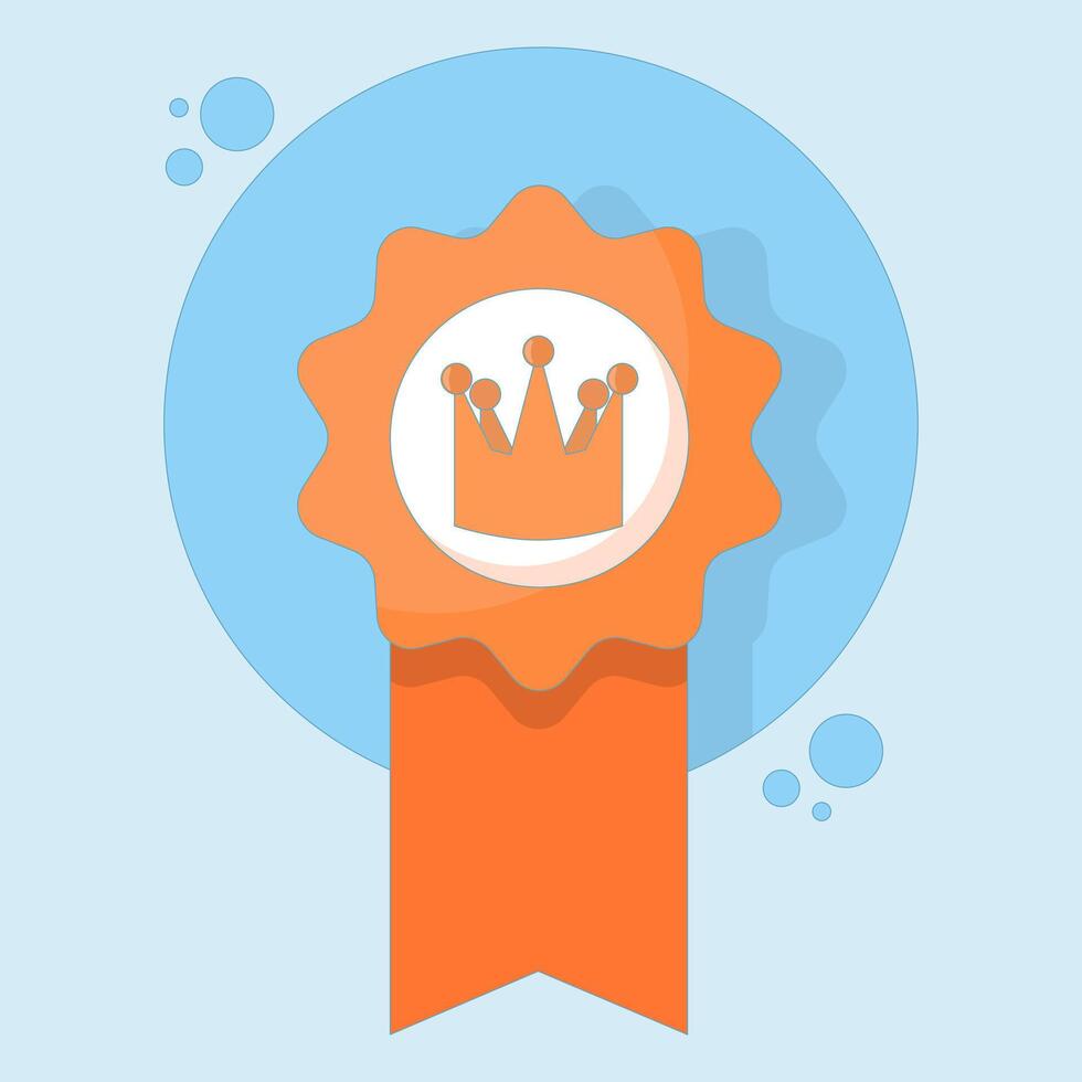 Badge concept. Winner medal with crown and ribbon. Premium Badge. Illustration Design. Minimalist cartoon style. Premium quality, quality assurance symbol. vector