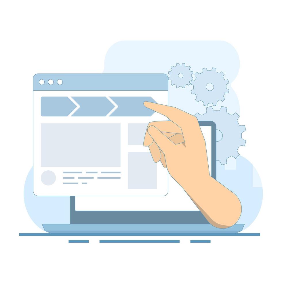 Breadcrumbs navigation concept. improving internal linking, website structure and hierarchy for better website usability. for SEO and UX design. Flat design illustration on background. vector