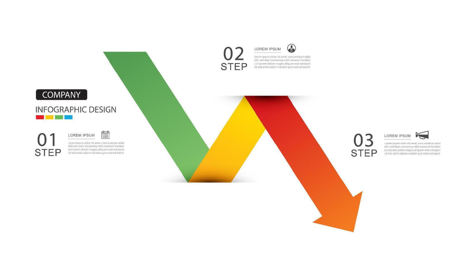 Infographics arrow from green to red layout template. Illustration business stocks abstract background. vector
