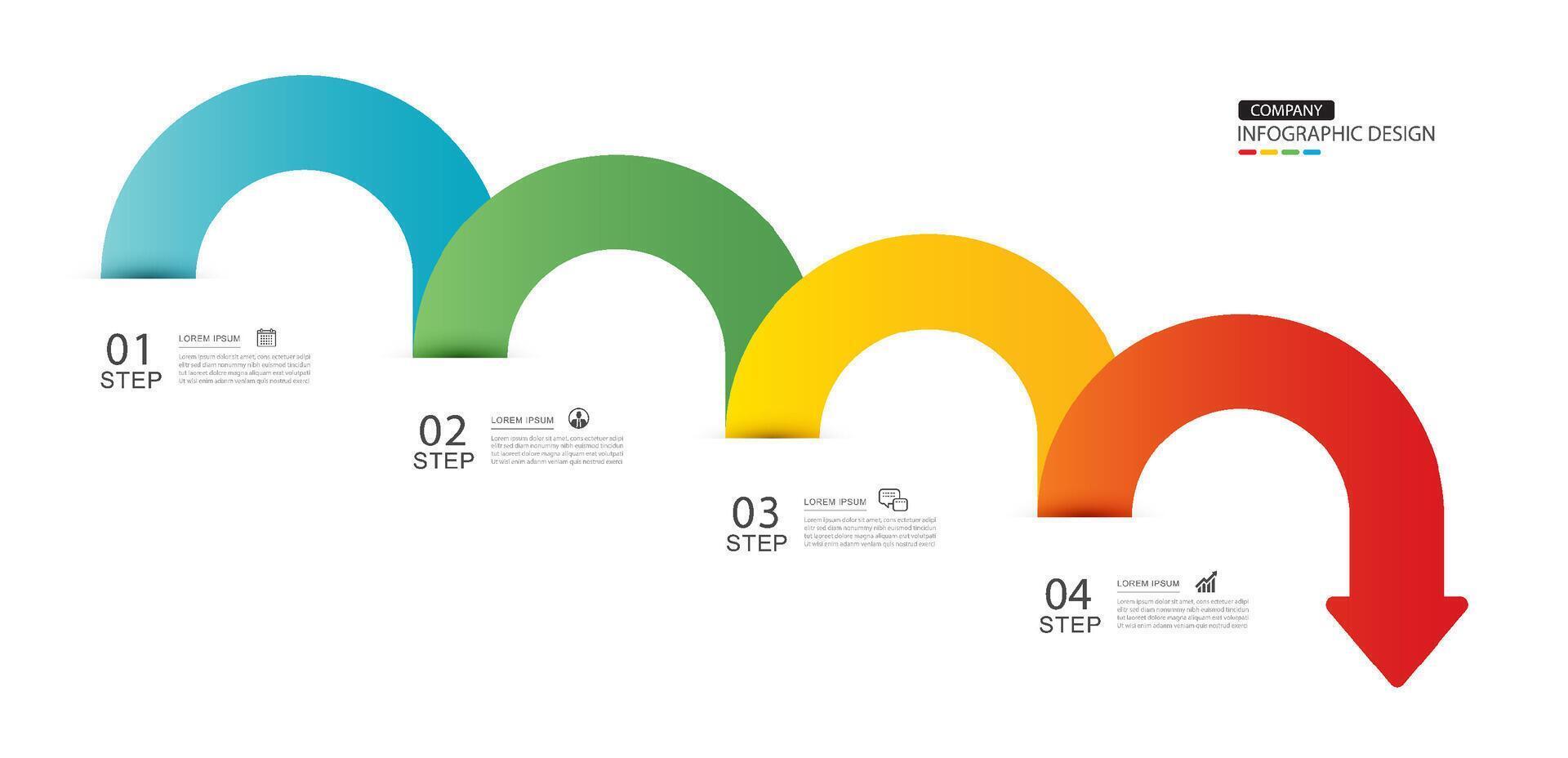 Infographics red arrow symbol timeline business steps to success. vector