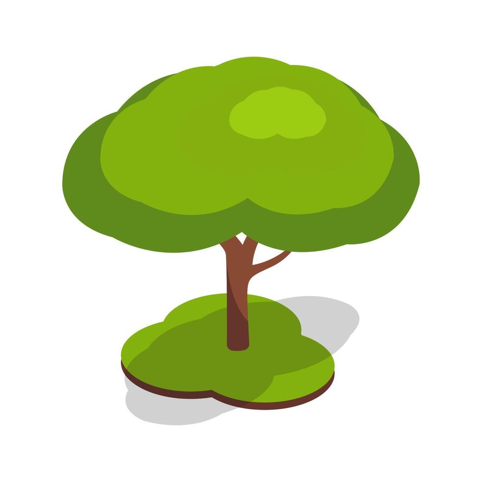 Decorative Green Tree with Thick Leaf Canopy vector