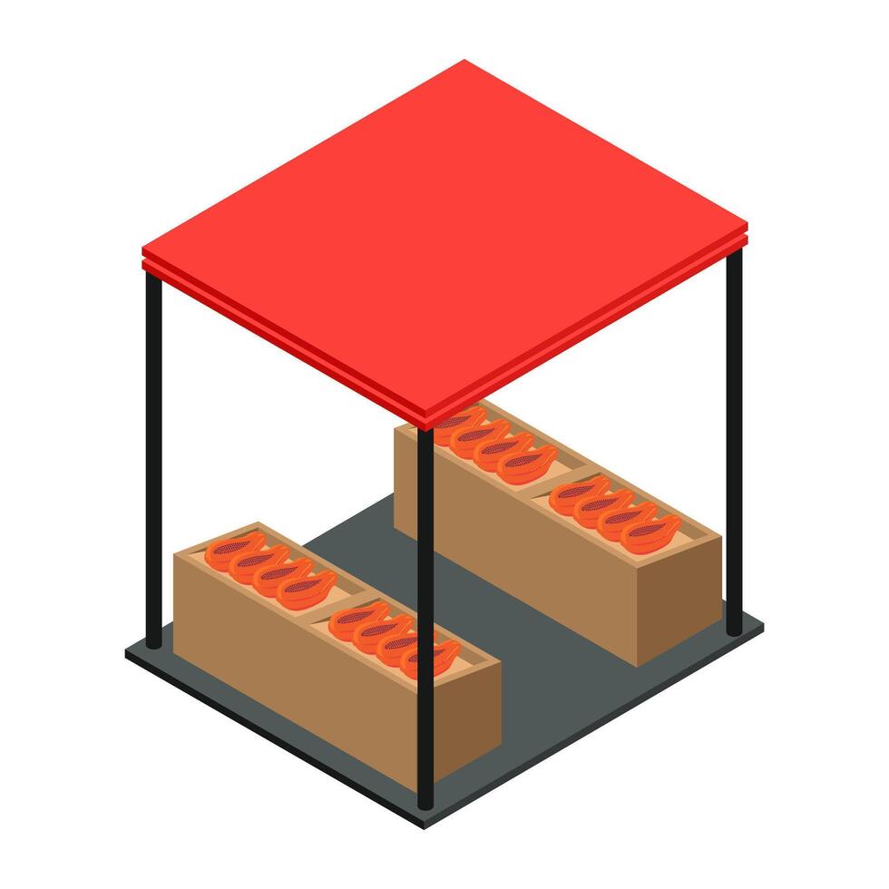 Papaya Stand Isometric vector