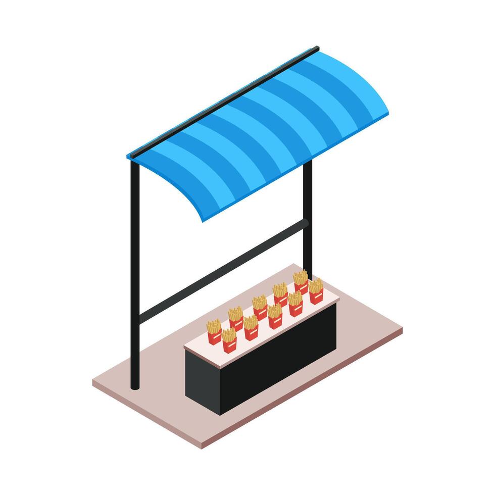 French Fries Seller Stand Isometric vector