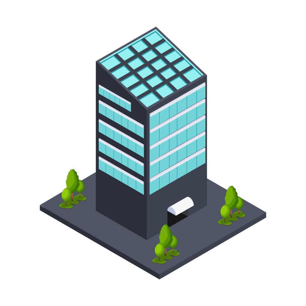 Green Roof Building Isometric vector