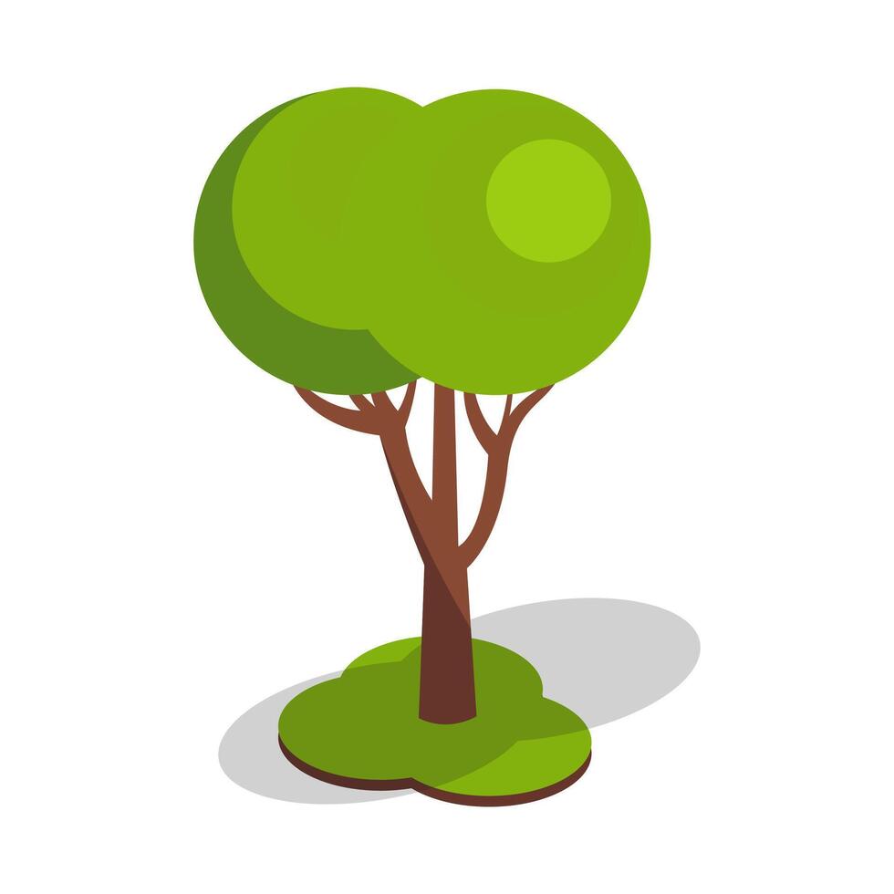Green Tree on Grass Patch vector