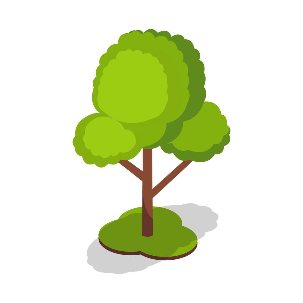 Green Tree with Bushy Leaves Illustration vector