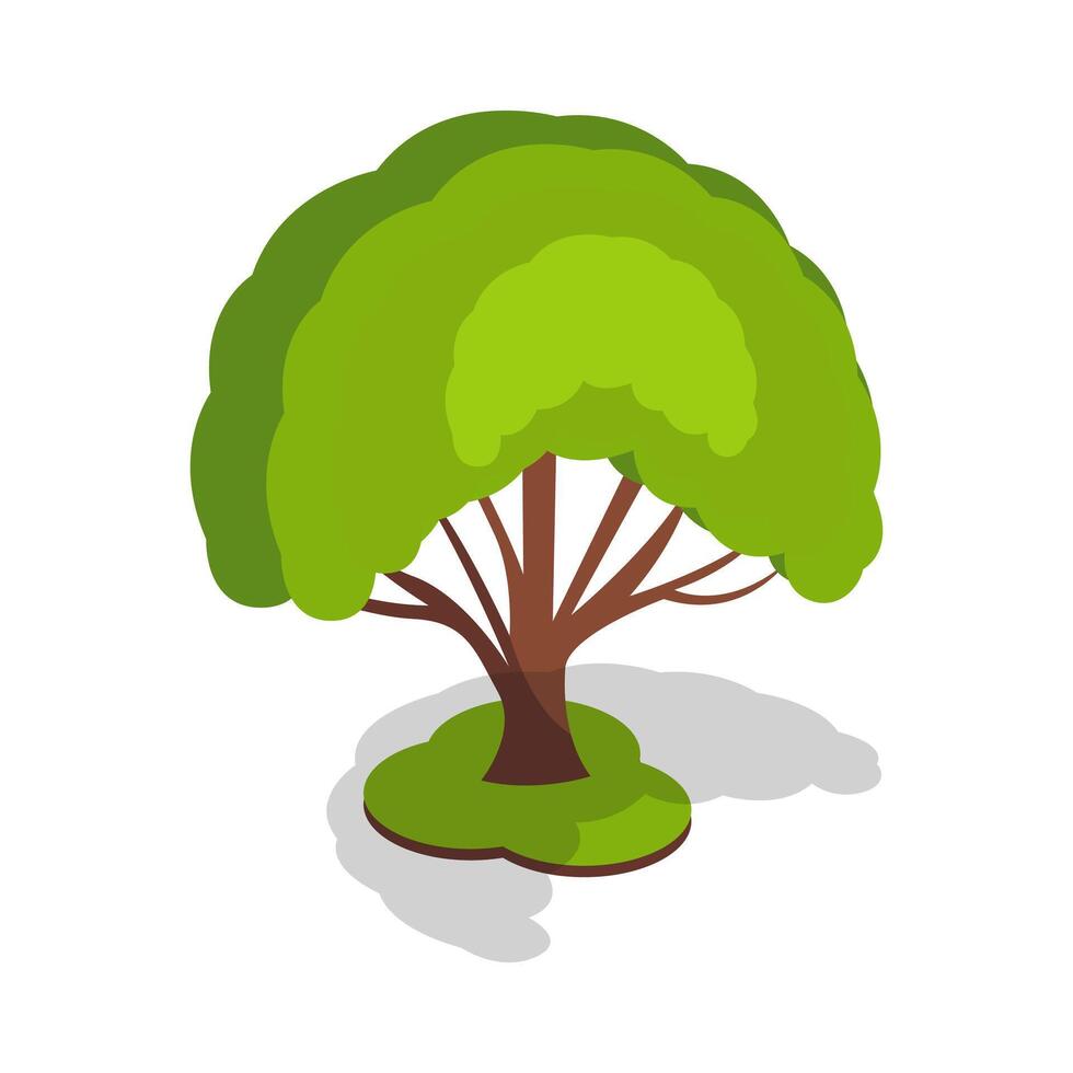 Green Tree with Shadow on Ground vector
