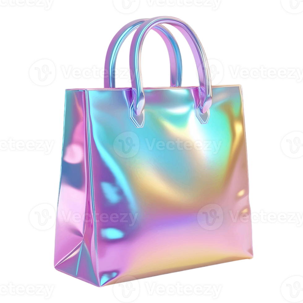 Iridescent Shopping Bag Rendered in 3D png