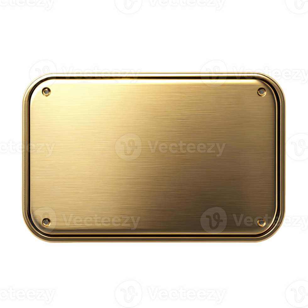 Shiny Gold Rectangle Plate with Glossy Texture png