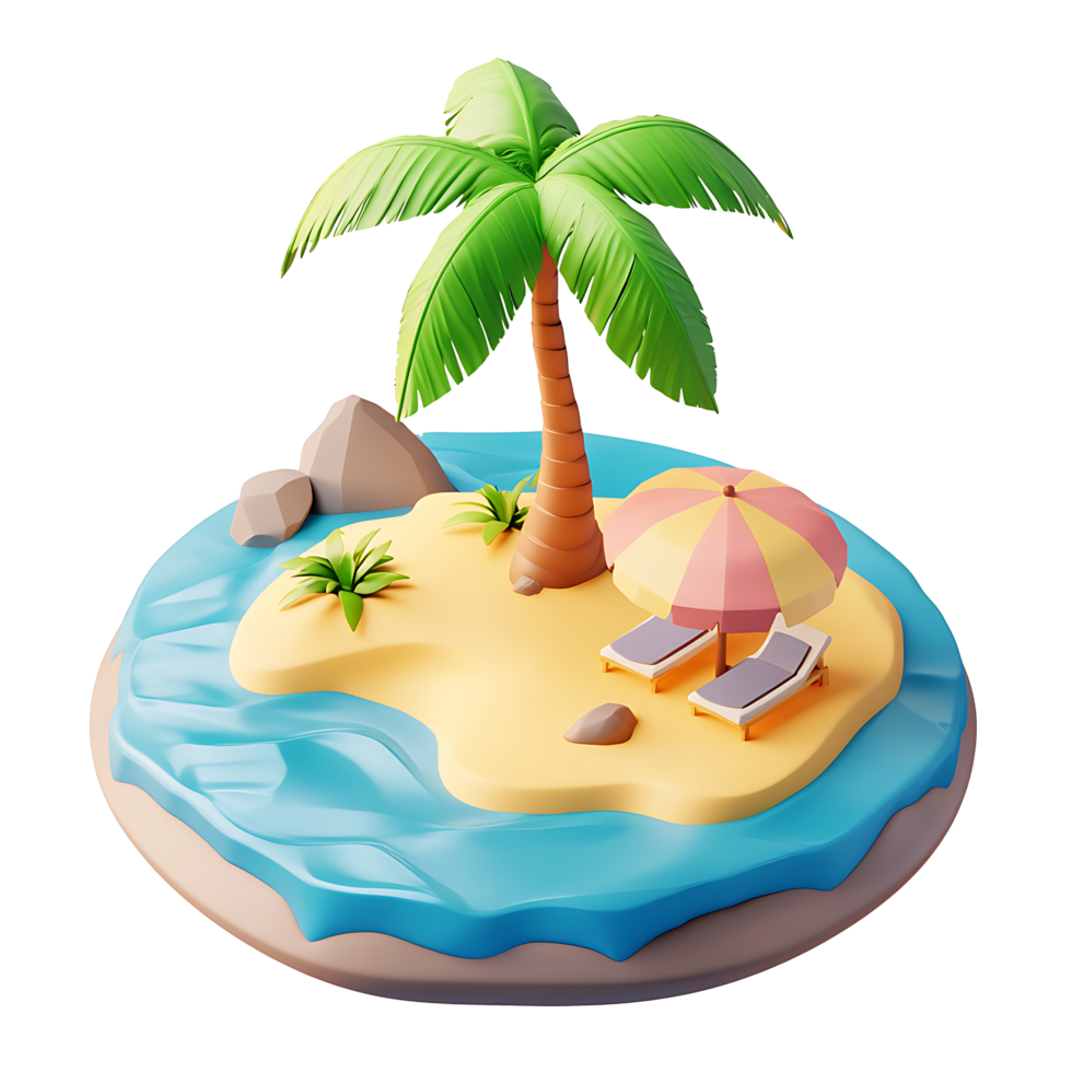 Tropical Island 3D Isometric Icon png