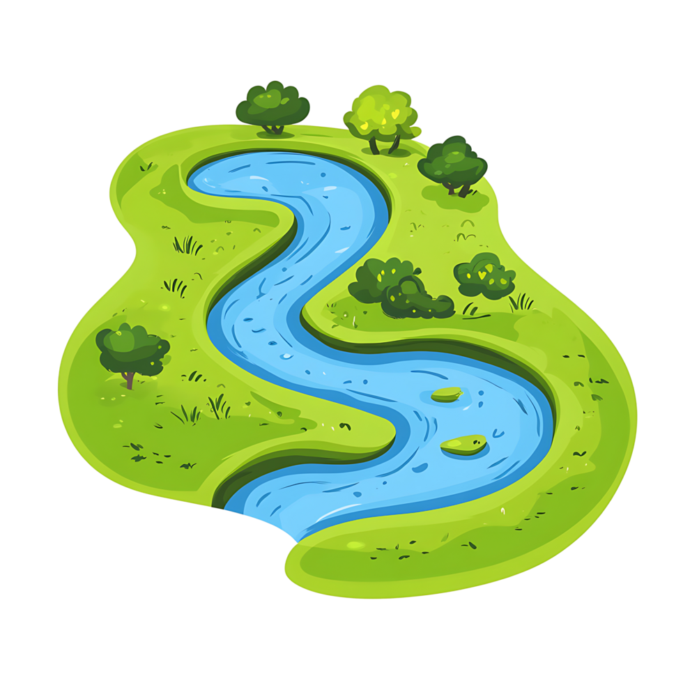 Flat River Map Element Icon Illustration png