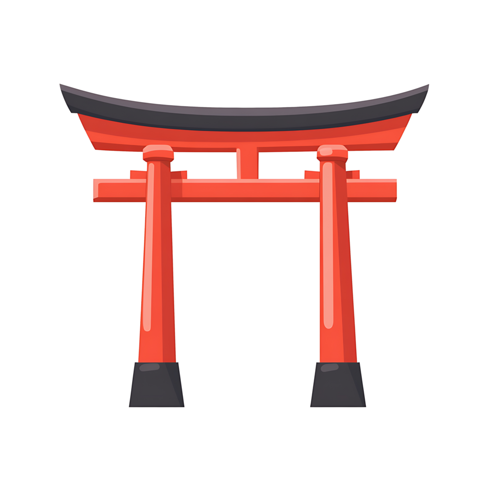 Flat Japanese Torii Gate Icon Isolated on Transparent Background png