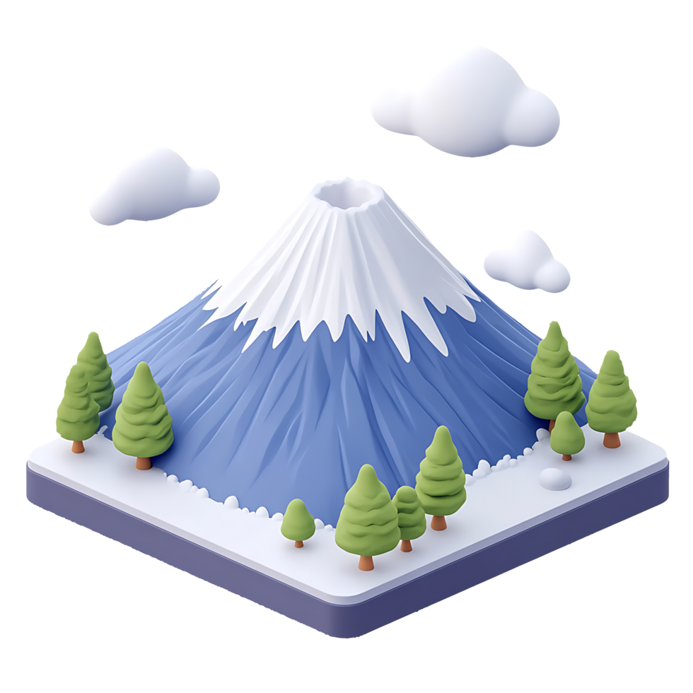 Mount Fuji Flat 3D Isometric Icon png