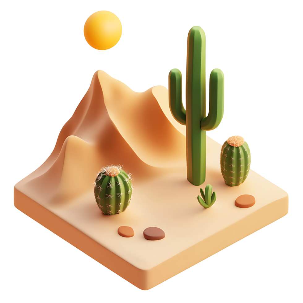 3D Isometric Stylized Desert Map Icon png