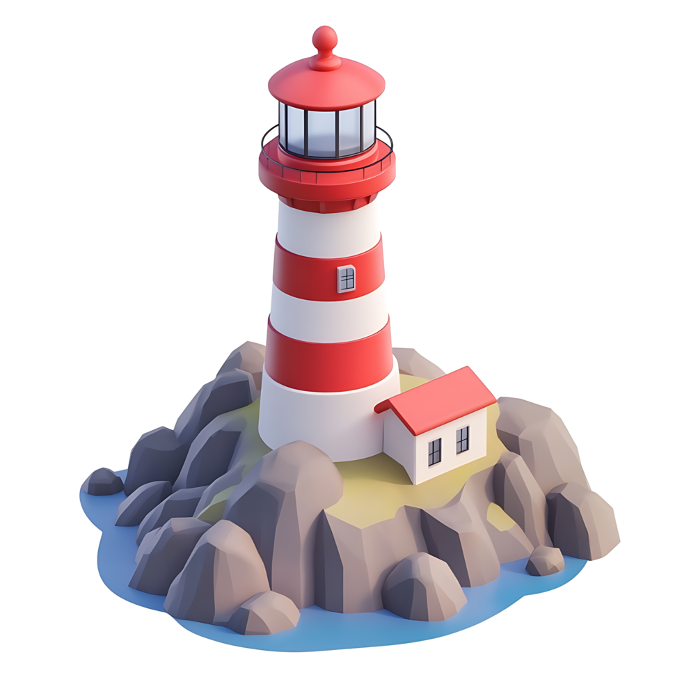 Lighthouse Icon 3d isometric png