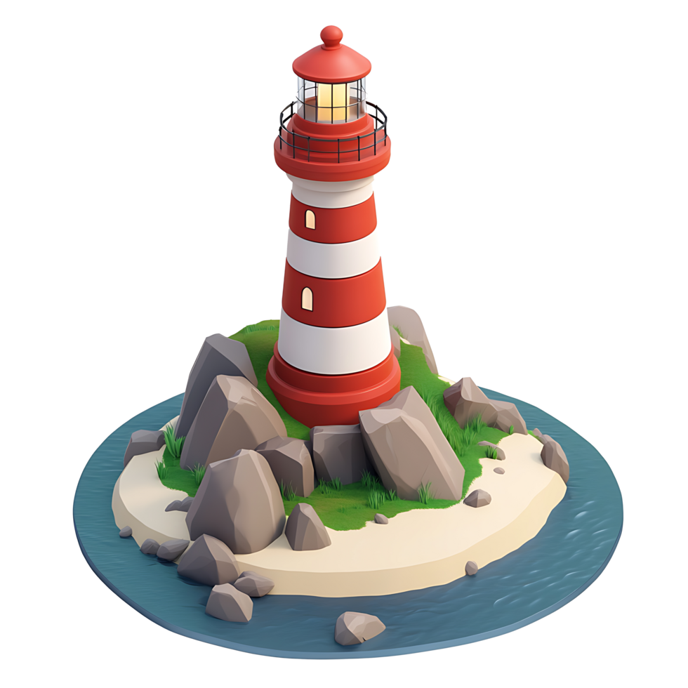 3D Stylized Lighthouse Icon png