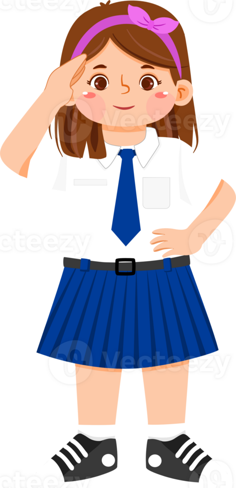 Schoolgirl Junior High Student Saluting png