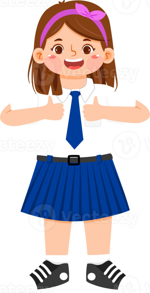 Schoolgirl Junior High Student show Thumbs Up Gesture png