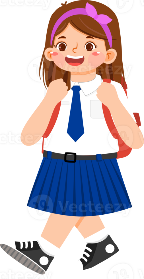 Schoolgirl Junior High Student with Backpack png