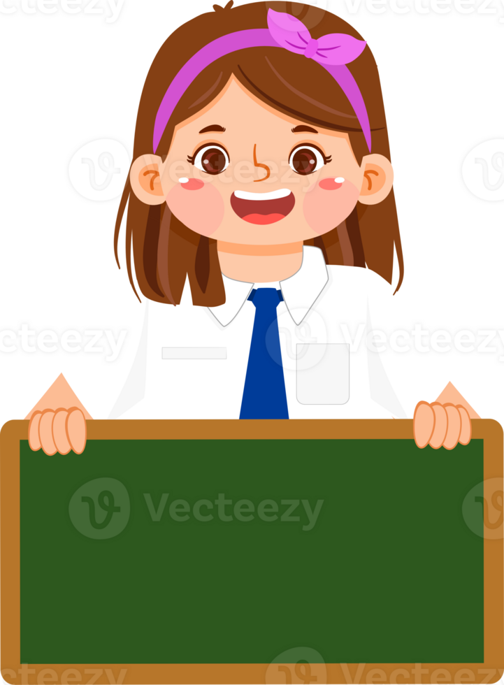 Schoolgirl Junior High Student with Chalkboard png