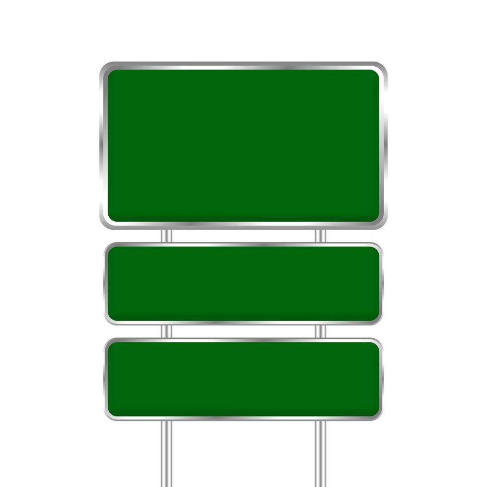 empty green traffic sign board and pole metal isolated on white background, traffic sign board plate blank copy space, metal green traffic sign board, stainless green road board sign for a design vector