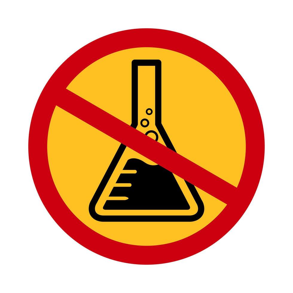 chemicals free symbol, danger chemicals warning sign chemical safety, mercury free icon in red crossed circle forbidden sign with a chemical flask tube icon signs, do not allowed use toxic chemical vector