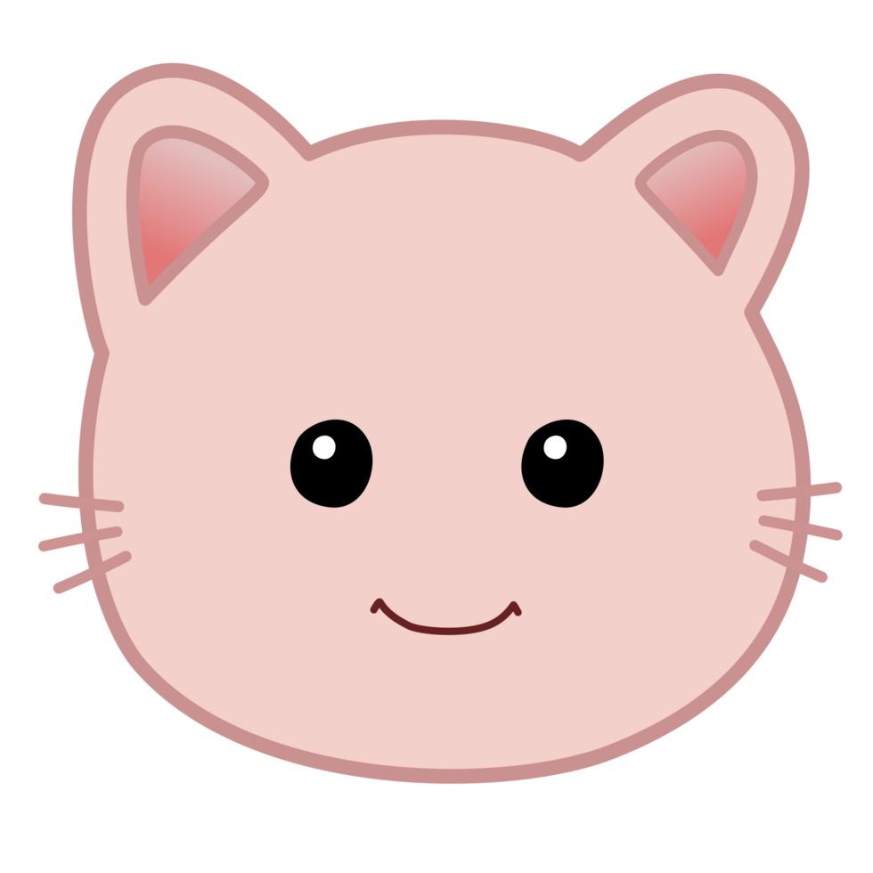 A cute pink cat just makes a smiling face. png