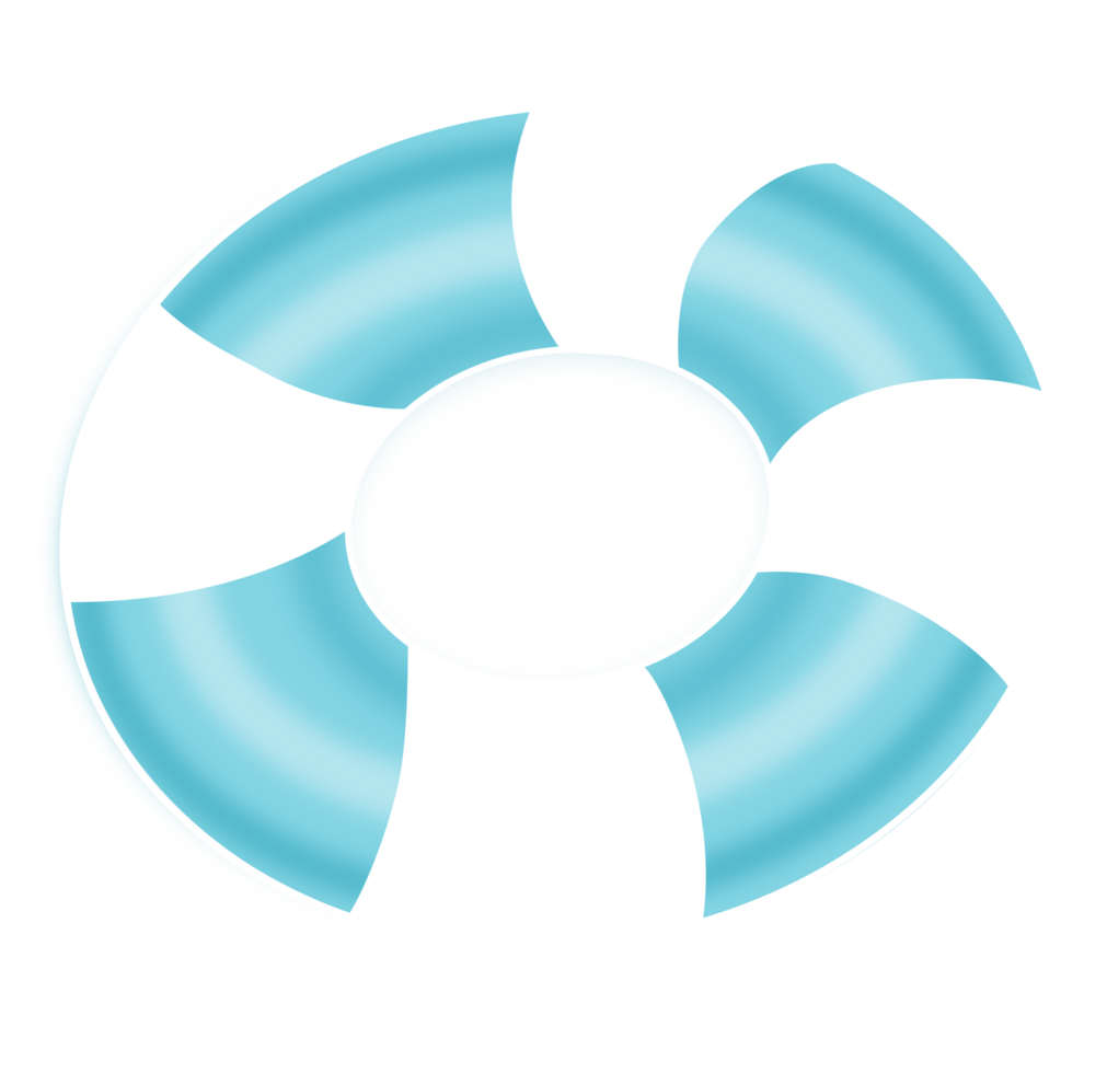 Cute swimming rubber hoop in blue and white tones. png