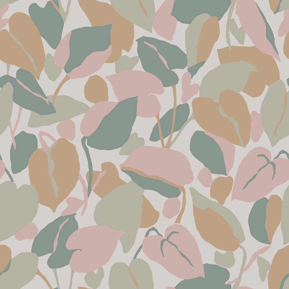 hand drawing leaf seamless repeat pattern vector