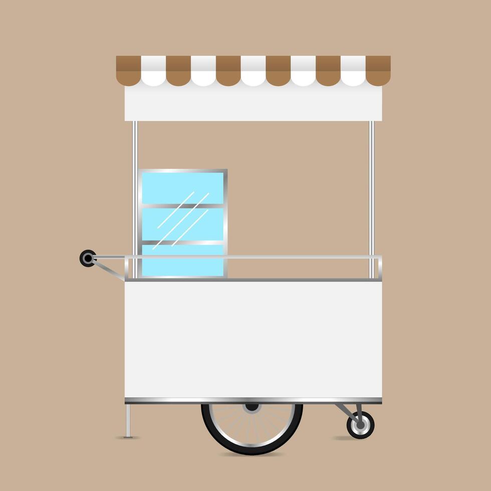 kiosk white, template blank of kiosk wheels cart stock, kiosk empty for design of market and exterior symbol, set of market food outdoor, wheels cart kiosk for business small shop vector