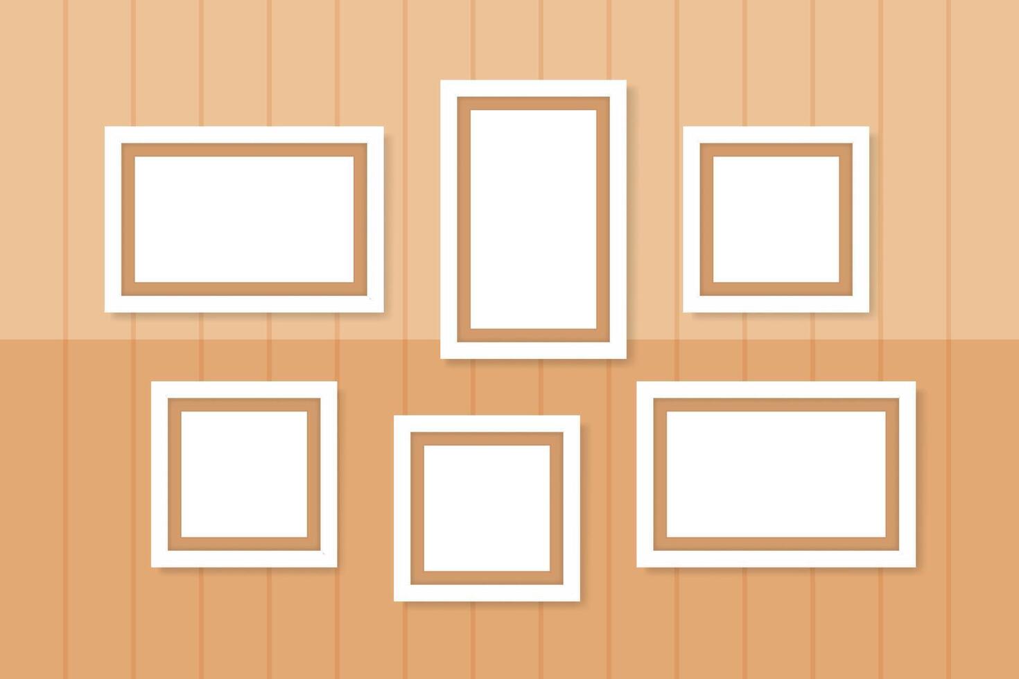 picture frames white template on wall brown pastel, frame cute for family love picture, set of vintage frames picture chic luxury on pastel brown wall, picture frames for photo art gallery show vector