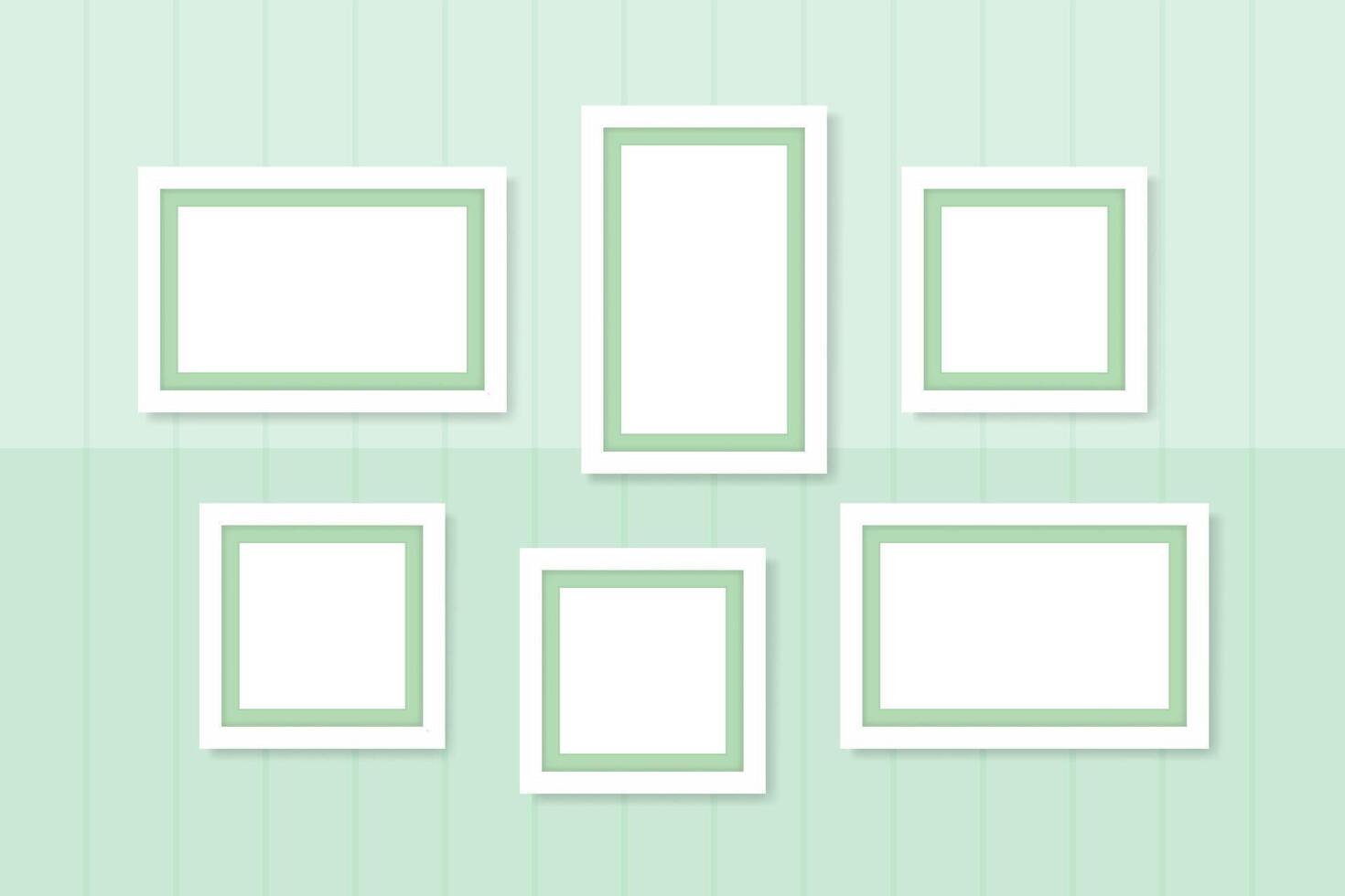 picture frames white template on wall green pastel, frame cute for family love picture, set of vintage frames picture chic luxury on pastel green wall, picture frames for photo art gallery vector