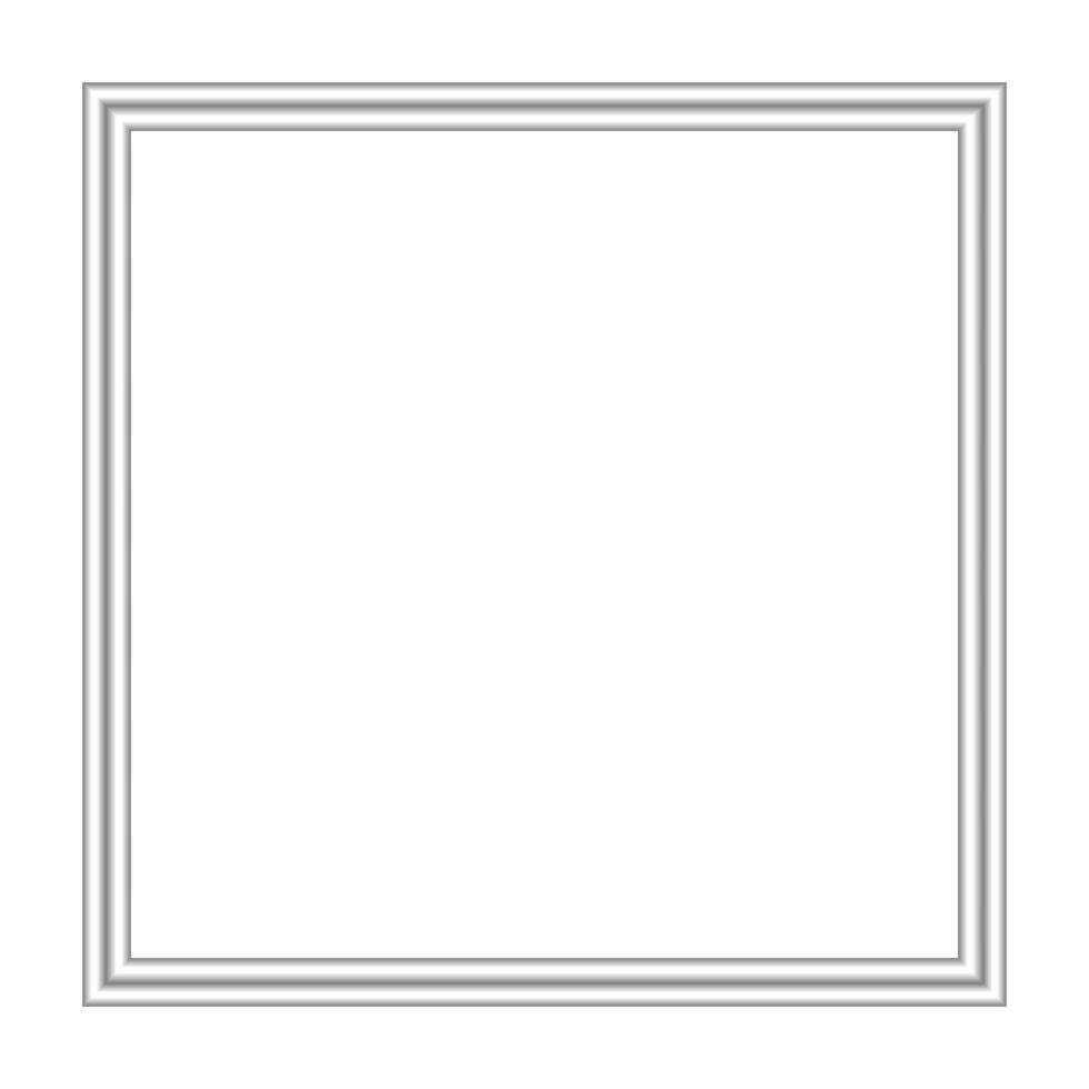 silver frame square isolated on white, blank stainless framework for banner ad, empty metallic picture frames, metal frame luxury for image, framework silver grey on white vector