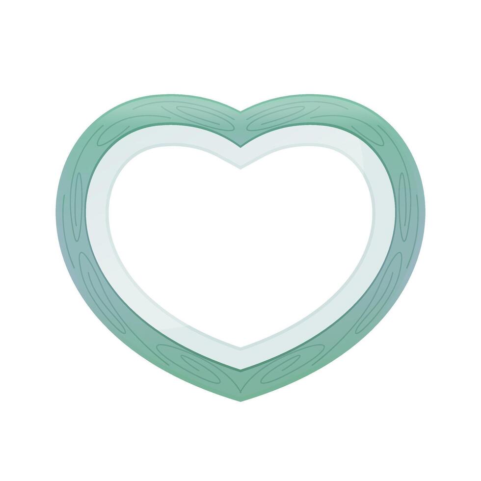 Green pastel wood frame Heart shape isolated white background, Heart-shape frame for lover photo wedding and familly, Wooden picture frame Beautiful and chic, Heart shape photo frame blue pastel vector